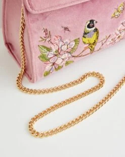 Morning Song Bird Embroidered Mini Pink Tote -Jewellery Store 106d8571 92ba 4be6 8891 0c306a124ccb