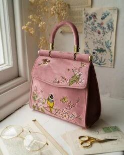 Morning Song Bird Embroidered Mini Pink Tote -Jewellery Store 1c7d5274 4176 4716 80a0 70a2b967730e