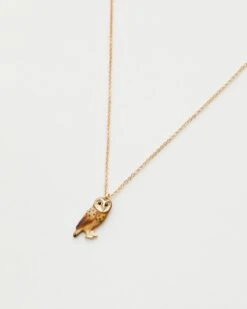 Enamel Barn Owl Short Necklace