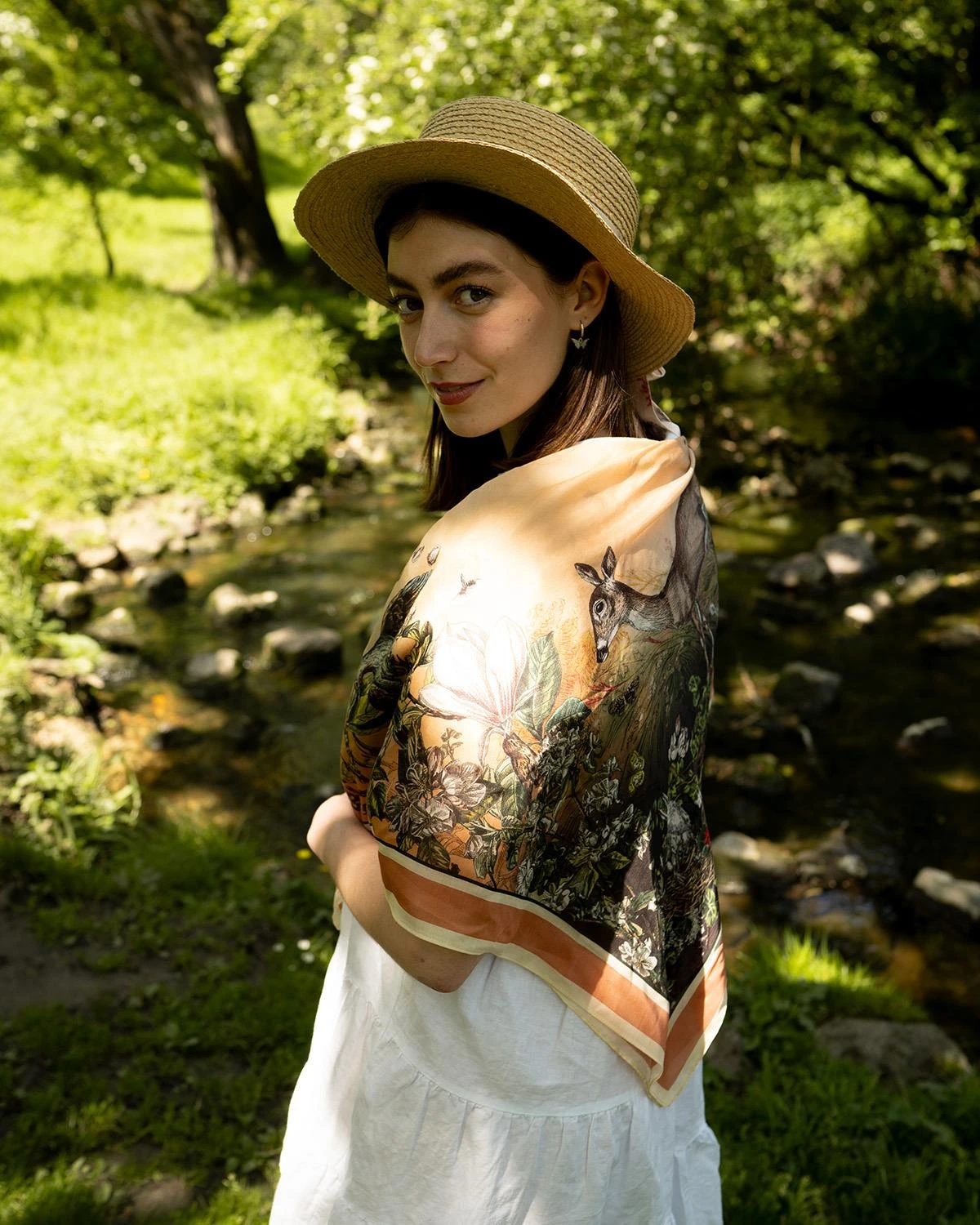 Morning Song Narrative Silk Blend Square Scarf 2 Morning Song Narrative Silk Blend Square Scarf - Image 2