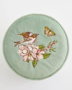 Morning Song Bird Embroidered Round Jewellery Box -Jewellery Store 95647e88 28ed 4fcf aa7d 82b3b393746e