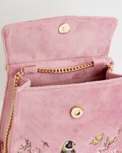Morning Song Bird Embroidered Mini Pink Tote -Jewellery Store a798b492 4ae5 4623 acb3 fcabaa336a16