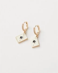 Enamel Spade A Huggie Earrings