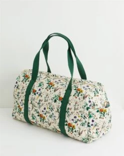 Botanical Pumpkin Quilted Weekender Bag - Ivory -Jewellery Store botanical pumpkin quilted weekender bag ivory by fable england 40300508184820