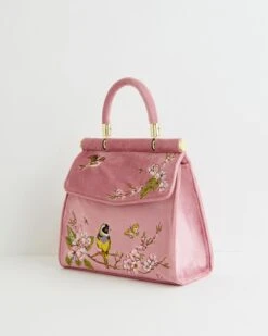 Morning Song Bird Embroidered Mini Pink Tote -Jewellery Store c7f7e562 543e 41fb 9943 7f3f097ff069