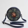 Chloe Giordani Dormouse Embroidered Round Saddle Bag - Navy