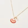 Clam Shell And Pearl Worn Gold Short Necklace