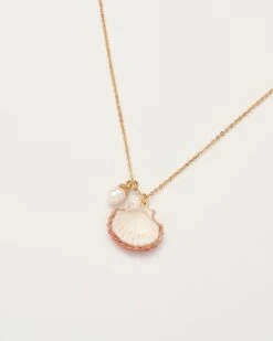 Clam Shell And Pearl Worn Gold Short Necklace 10 Clam Shell And Pearl Worn Gold Short Necklace -Jewellery Store clam shell and pearl worn gold short necklace by fable england 41228279349492