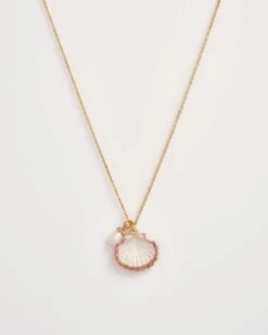 Clam Shell And Pearl Worn Gold Short Necklace 12 Clam Shell And Pearl Worn Gold Short Necklace -Jewellery Store clam shell and pearl worn gold short necklace by fable england 41228279808244
