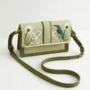 Embroidered Kingfisher Cross Body Bag