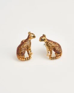 Enamel Bengal Cat Stud Earrings -Jewellery Store enamel bengal cat stud earrings by fable england 40872619114740
