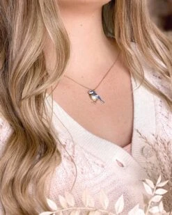 Enamel Blue Tit Short Necklace -Jewellery Store enamel blue tit short necklace by fable england 40296590639348