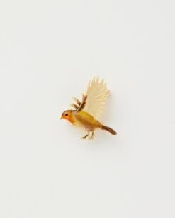 Enamel Flying Robin Brooch
