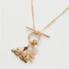 Enamel Moth & Leaf Charm Necklace