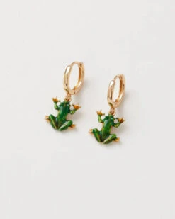 Enamel Frog Huggie Earrings