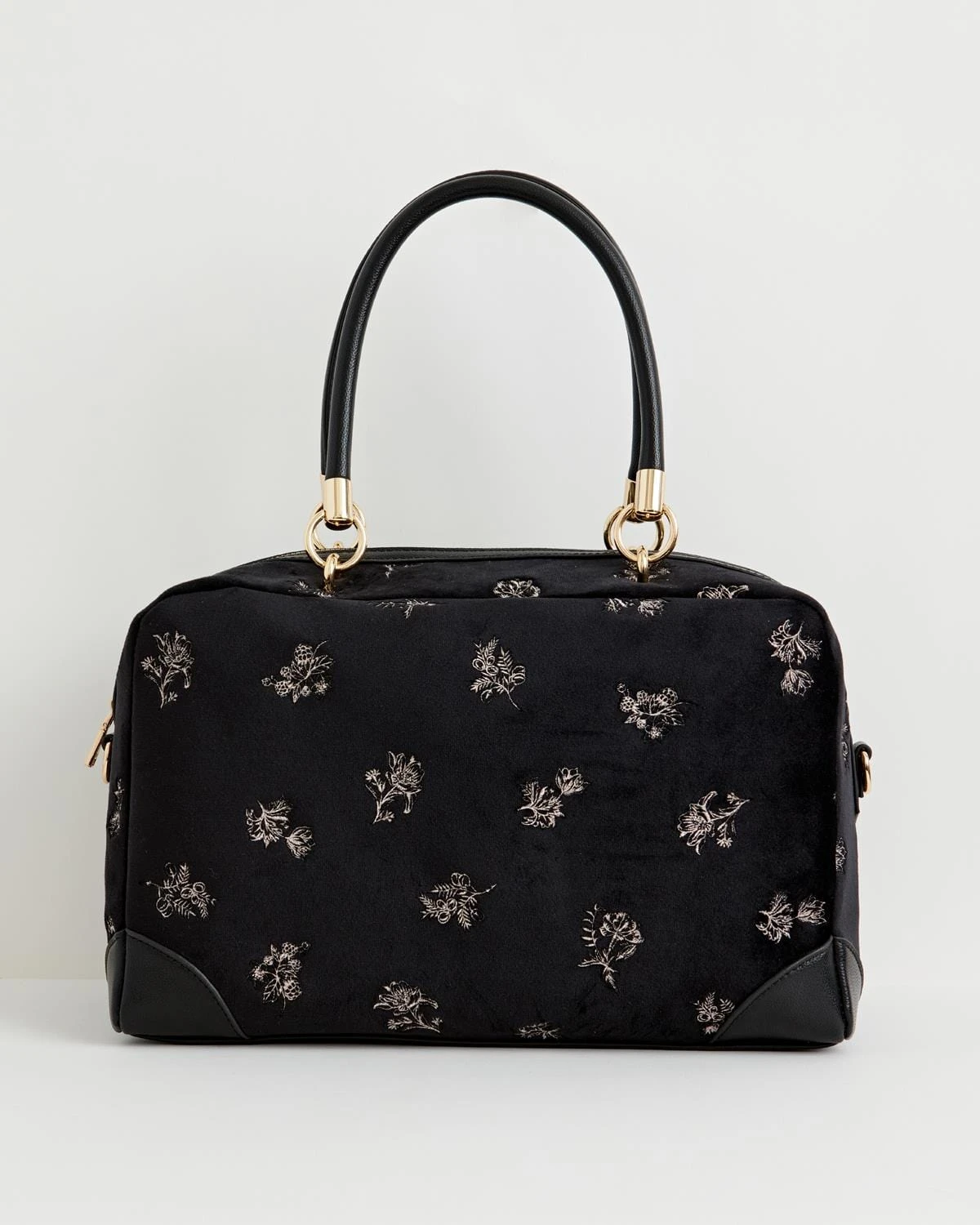 Hepsie Velvet Embroidered Bag - Black 1 Hepsie Velvet Embroidered Bag - Black