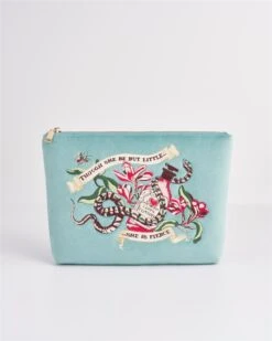 Midsummer Dream Love Potion Embroidered Teal Velvet Pouch