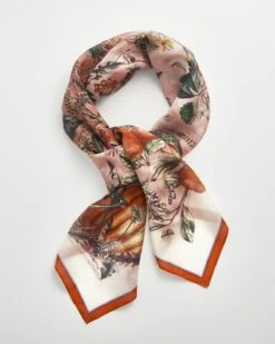 Nocturnal Garden Silk Blend Scarf - Pink Lady