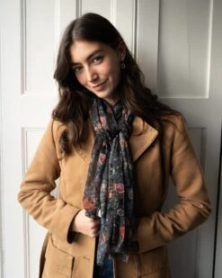 Rambling Floral Lightweight Scarf Black -Jewellery Store rambling floral lightweight scarf black by fable england 40469260959988