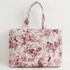 Rambling Rose Quilted Tote - Burgundy