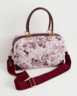 Rambling Rose Tote Bag - Burgundy -Jewellery Store rambling rose tote bag burgundy by fable england 39937223688436