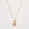 Sea Snail Shell And Pearl Worn Gold Short Necklace