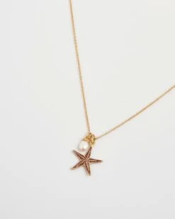 Starfish Worn Gold Short Necklace -Jewellery Store starfish worn gold short necklace by fable england 41228278104308