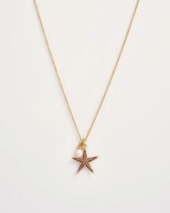 Starfish Worn Gold Short Necklace -Jewellery Store starfish worn gold short necklace by fable england 41228278366452