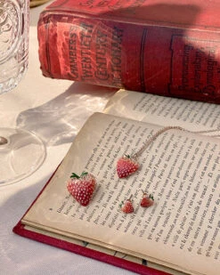 Enamel Strawberry Long Necklace -Jewellery Store strawberry jewellery collection