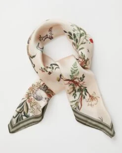 Toile De Jouy Olive Green Square Scarf