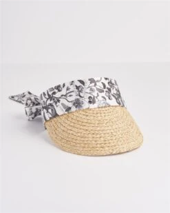 Tree Of Life Monochrome Raffia Visor