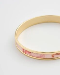 Whispering Sands Gold Plated Printed Bangle - Pink -Jewellery Store whispering sands gold plated printed bangle pink by fable england 41228398362868