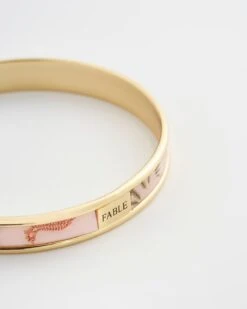 Whispering Sands Gold Plated Printed Bangle - Pink -Jewellery Store whispering sands gold plated printed bangle pink by fable england 41228398756084
