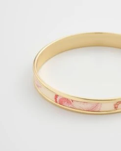 Whispering Sands Printed Gold Plated Bangle - Yellow -Jewellery Store whispering sands printed gold plated bangle yellow by fable england 41228393709812